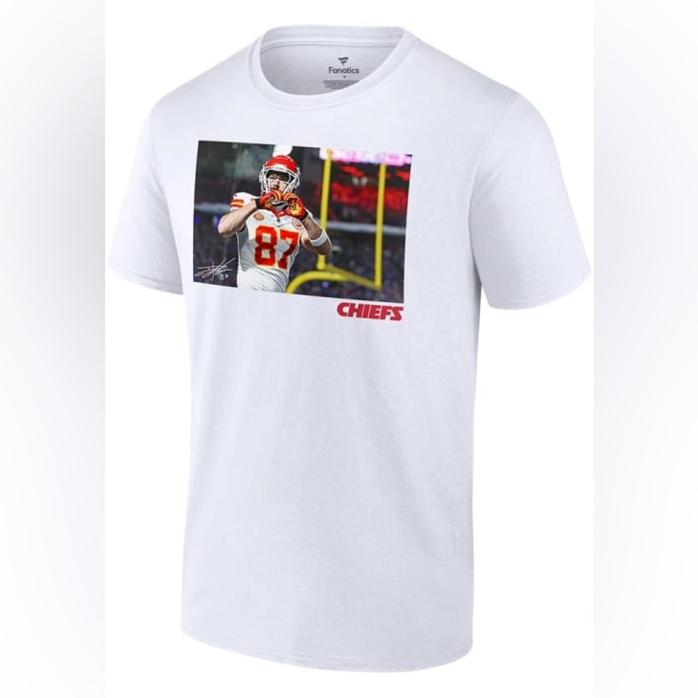 TRAVIS KELCE KANSAS CITY CHIEFS WHITE PORTRAIT SHORT SLEEVE T SHIRT